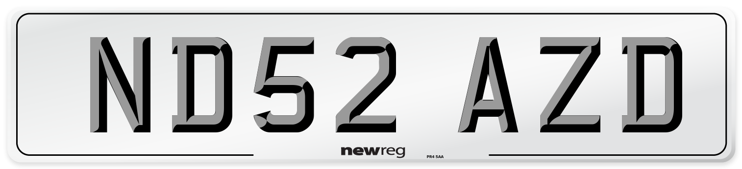 ND52 AZD Number Plate from New Reg